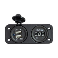 USB-разъем (1А и 2,1А) + вольтметр